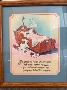 Vintage Home & Garden Party Framed Nursery Art Print "A Baby's Prayer"
